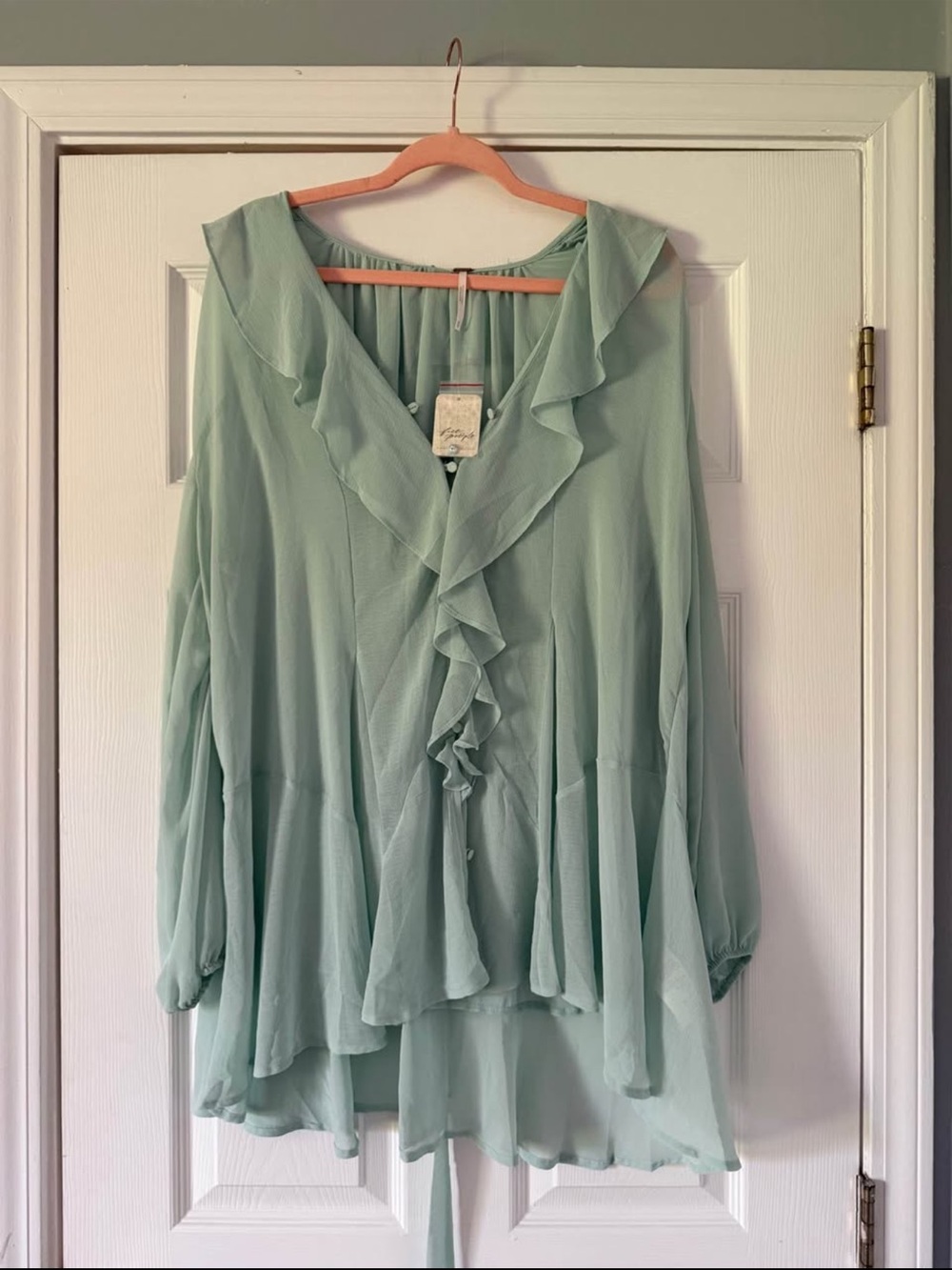 Free People NWT Ruffled V-Neck Blouse